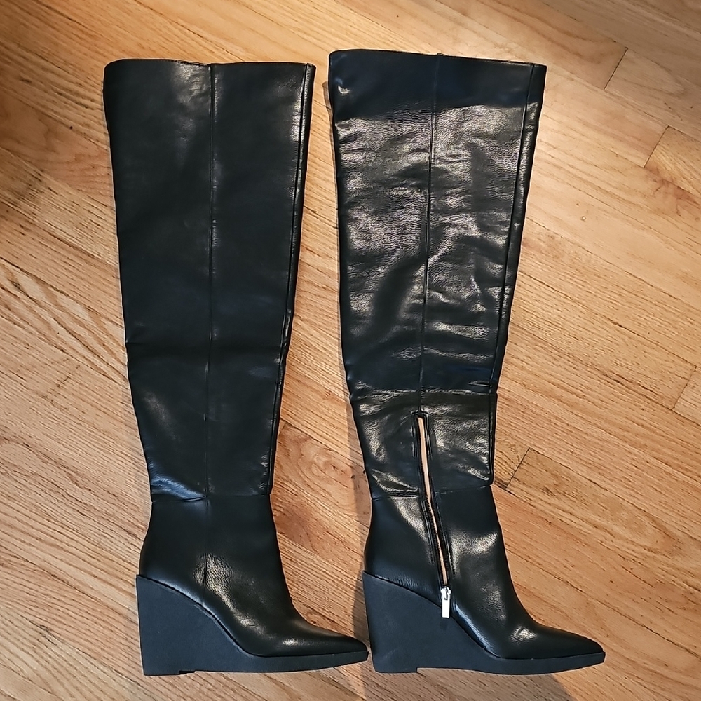 Jessica Simpson Black Over the Knee Wedge Boots